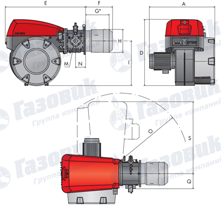 Габаритные размеры Riello RS 1000-1200/E – EV BLU 