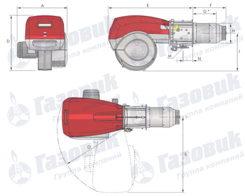 Габаритные размеры Riello RS 300-400-500-650-800M BLU