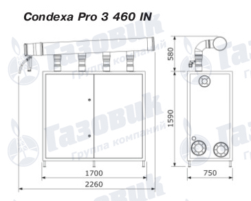 Габаритные размеры Riello CONDEXA PRO 3 230IN (345IN) Габаритные размеры Riello CONDEXA PRO 3 230IN (345IN)